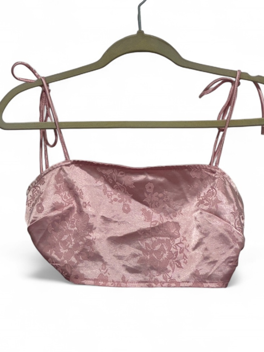 Princess Polly Pink Satin Floral Tie Straps Crop Top